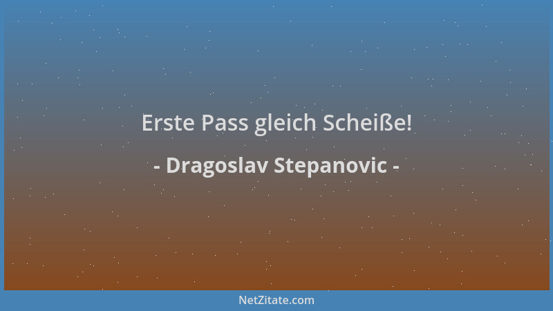 Dragoslav Stepanovic - Erste Pass gleich Scheiße!...