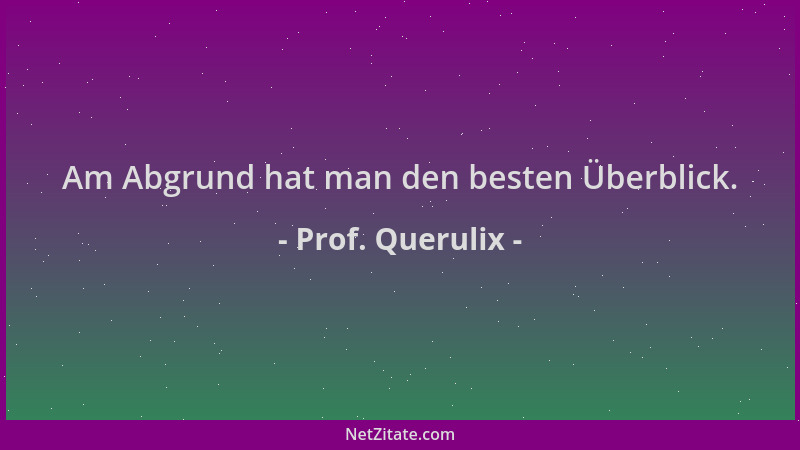 Prof. Querulix - Am Abgrund hat man den besten Überblick....