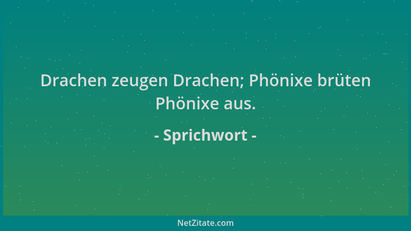 Sprichwort - Drachen zeugen Drachen; Phönixe brüten Phönixe aus....