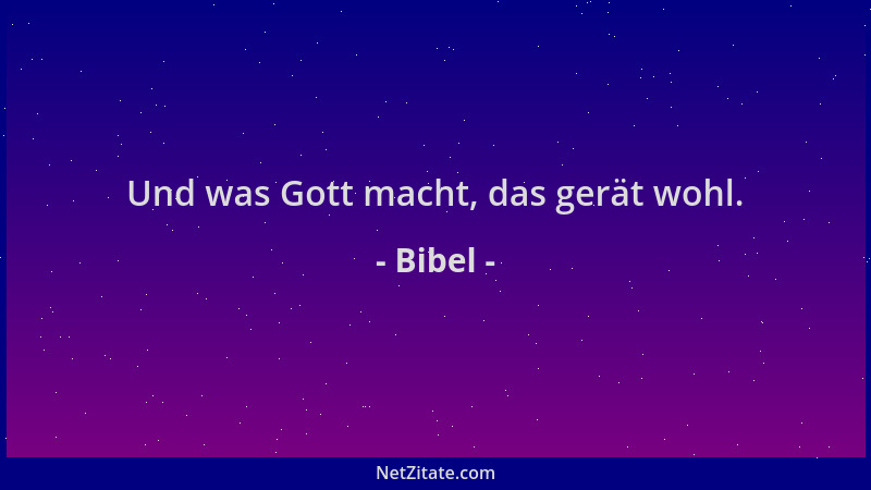 Bibel - Und was Gott macht, das gerät wohl....