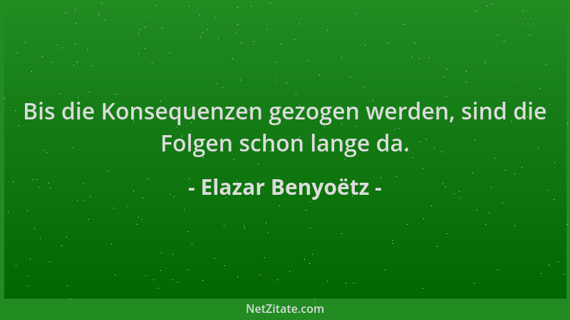 Elazar Benyoëtz - Bis die Konsequenzen gezogen werden, sind die Folgen schon lange da....