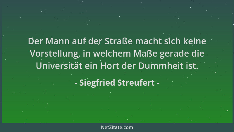 Siegfried Streufert - Der Mann auf der Straße macht sich keine Vorstellung, in welchem Maße gerade die Universität ein Hort...