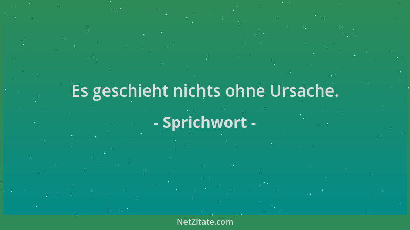 Sprichwort - Es geschieht nichts ohne Ursache....