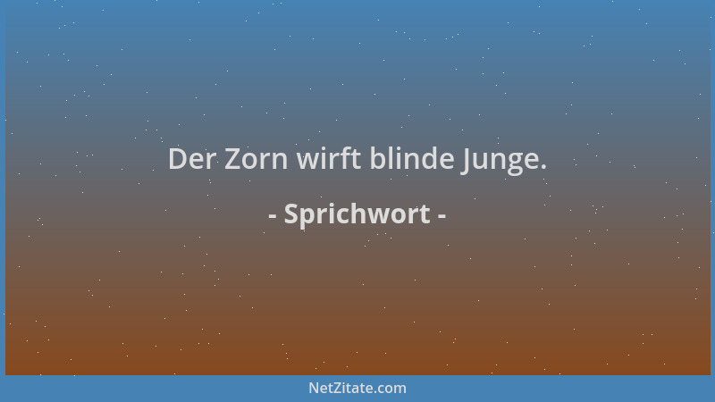 Sprichwort - Der Zorn wirft blinde Junge....