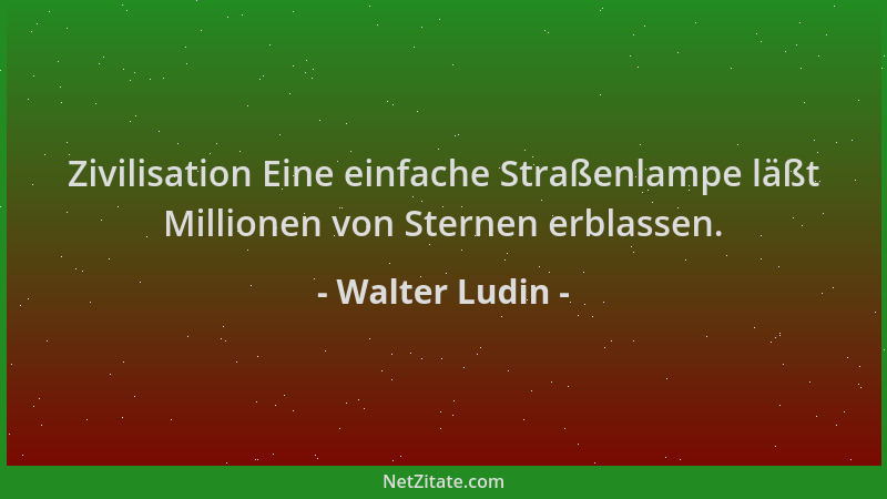 Walter Ludin - Zivilisation Eine einfache Straßenlampe läßt Millionen von Sternen erblassen....