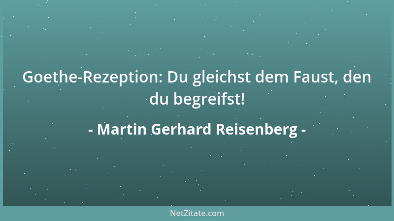 Martin Gerhard Reisenberg - Goethe-Rezeption: Du gleichst dem Faust, den du begreifst!...