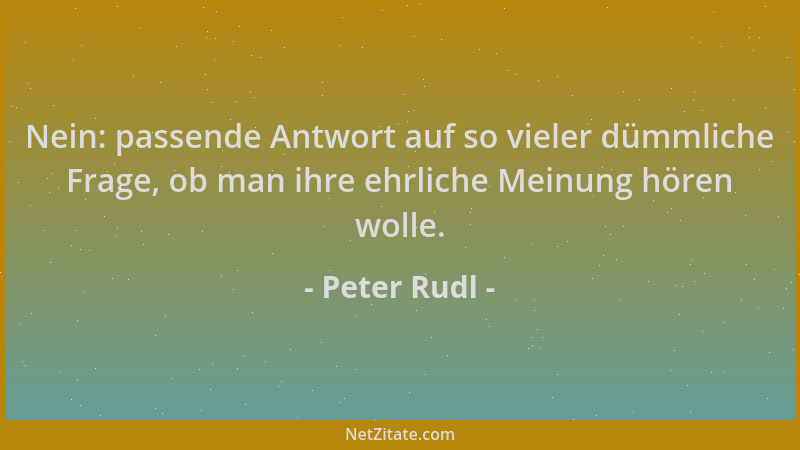 Peter Rudl - Nein: passende Antwort auf so vieler dümmliche Frage, ob man ihre ehrliche Meinung hören wolle....