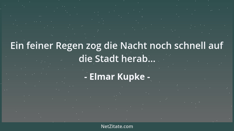 Elmar Kupke - Ein feiner Regen zog die Nacht noch schnell auf die Stadt herab......