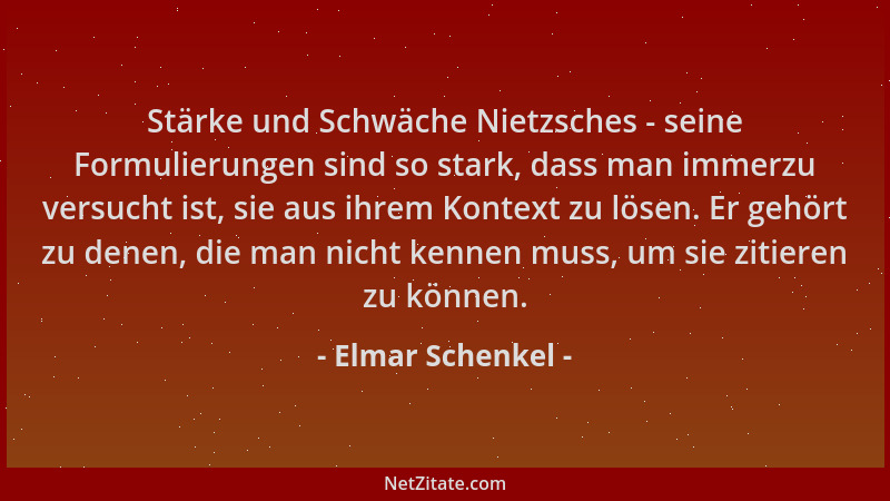 Elmar Schenkel - Stärke und Schwäche Nietzsches - seine Formulierungen sind so stark, dass man immerzu versucht ist, sie au...