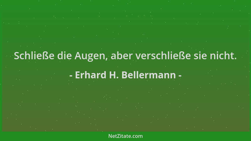 Erhard H. Bellermann - Schließe die Augen, aber verschließe sie nicht....