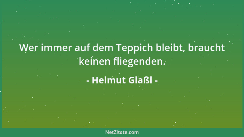 Helmut Glaßl - Wer immer auf dem Teppich bleibt, braucht keinen fliegenden....