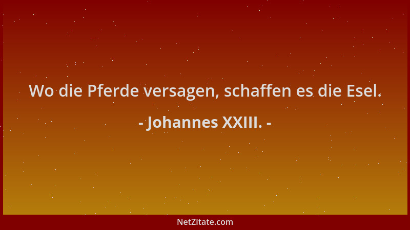 Johannes XXIII. - Wo die Pferde versagen, schaffen es die Esel....
