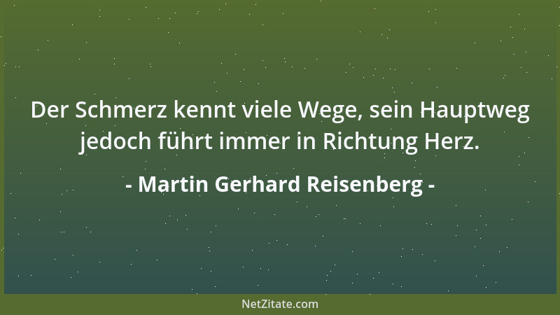 Martin Gerhard Reisenberg - Der Schmerz kennt viele Wege, sein Hauptweg jedoch führt immer in Richtung Herz....