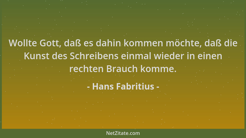 Hans Fabritius - Wollte Gott, daß es dahin kommen möchte, daß die Kunst des Schreibens einmal wieder in einen rechten Brauc...