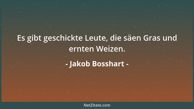 Jakob Bosshart - Es gibt geschickte Leute, die säen Gras und ernten Weizen....