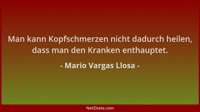 Mario Vargas Llosa - Man kann Kopfschmerzen nicht dadurch heilen, dass man den Kranken enthauptet....