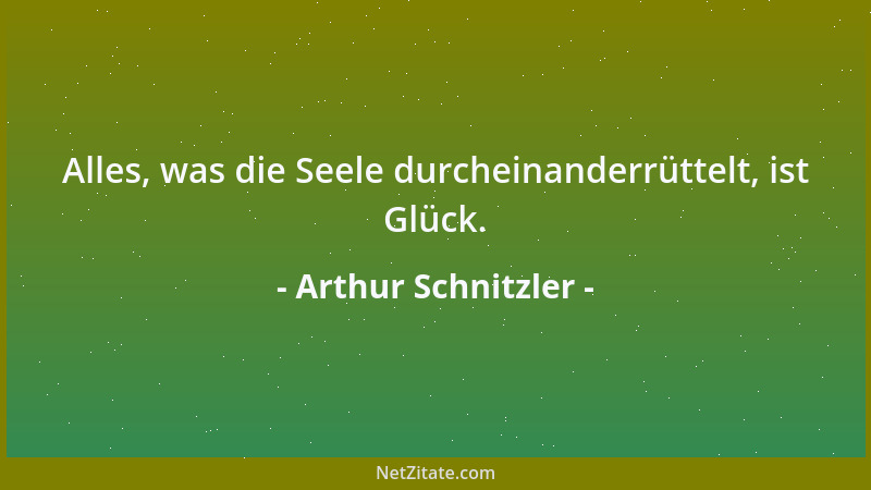 Arthur Schnitzler - Alles, was die Seele durcheinanderrüttelt, ist Glück....