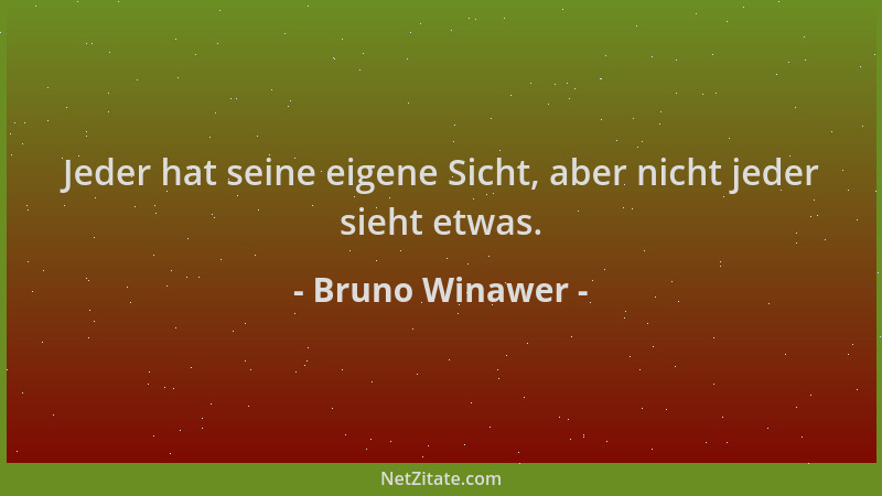 Bruno Winawer - Jeder hat seine eigene Sicht, aber nicht jeder sieht etwas....