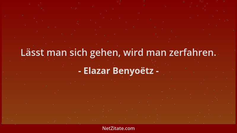 Elazar Benyoëtz - Lässt man sich gehen, wird man zerfahren....