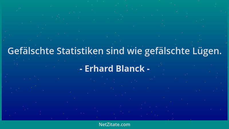 Erhard Blanck - Gefälschte Statistiken sind wie gefälschte Lügen....