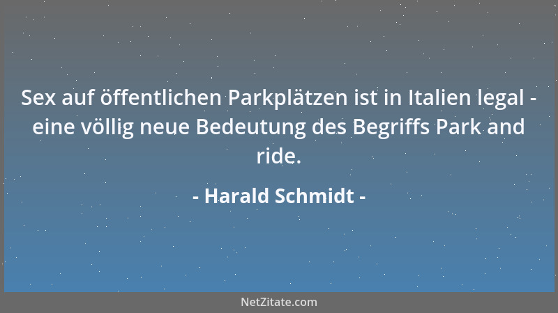 Harald Schmidt - Sex auf öffentlichen Parkplätzen ist in Italien legal - eine völlig neue Bedeutung des Begriffs Park and r...