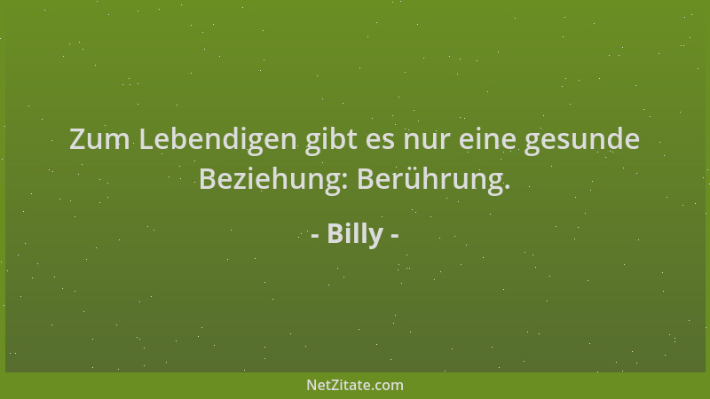 Billy - Zum Lebendigen gibt es nur eine gesunde Beziehung: Berührung....
