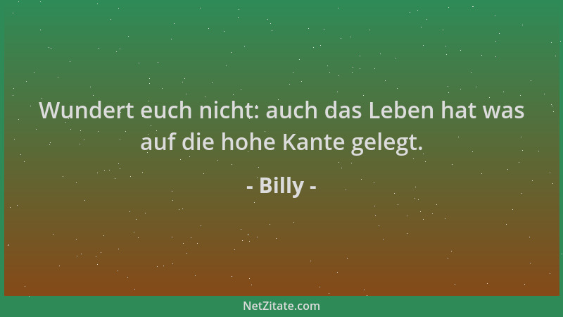 Billy - Wundert euch nicht: auch das Leben hat was auf die hohe Kante gelegt....