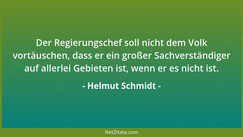 Helmut Schmidt - Der Regierungschef soll nicht dem Volk vortäuschen, dass er ein großer Sachverständiger auf allerlei Gebie...