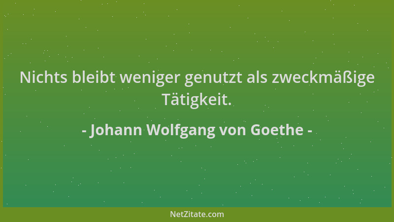 Johann Wolfgang von Goethe - Nichts bleibt weniger genutzt als zweckmäßige Tätigkeit....