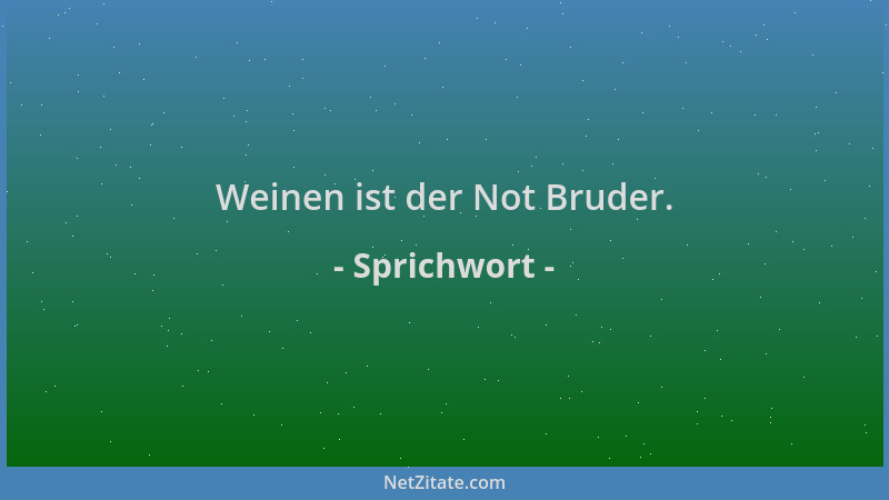 Sprichwort - Weinen ist der Not Bruder....