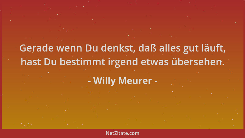 Willy Meurer - Gerade wenn Du denkst, daß alles gut läuft, hast Du bestimmt irgend etwas übersehen....