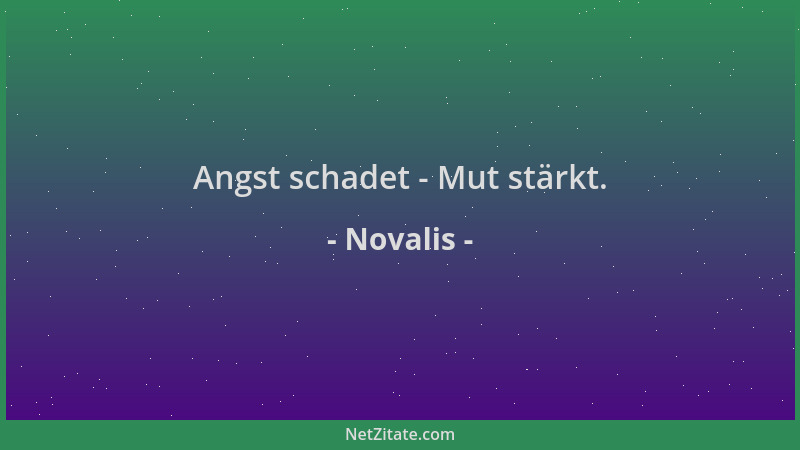 Novalis - Angst schadet - Mut stärkt....