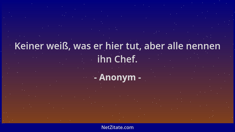 Anonym - Keiner weiß, was er hier tut, aber alle nennen ihn Chef....