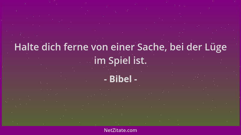 Bibel - Halte dich ferne von einer Sache, bei der Lüge im Spiel ist....