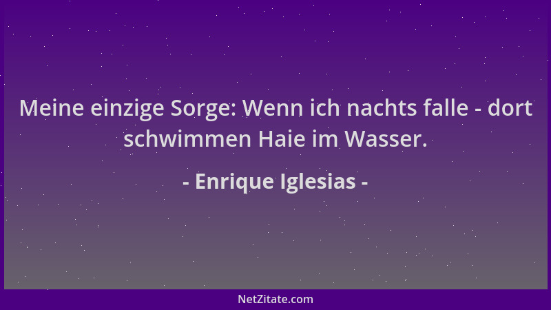 Enrique Iglesias - Meine einzige Sorge: Wenn ich nachts falle - dort schwimmen Haie im Wasser....
