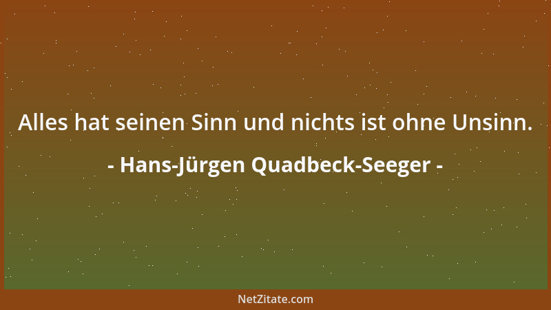 Hans-Jürgen Quadbeck-Seeger - Alles hat seinen Sinn und nichts ist ohne Unsinn....