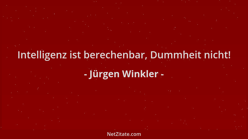 Jürgen Winkler - Intelligenz ist berechenbar, Dummheit nicht!...