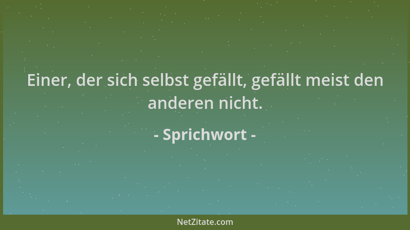Sprichwort - Einer, der sich selbst gefällt, gefällt meist den anderen nicht....