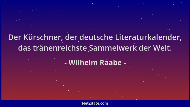 Wilhelm Raabe - Der Kürschner, der deutsche Literaturkalender, das tränenreichste Sammelwerk der Welt....