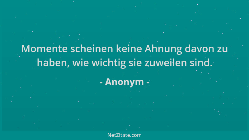 Anonym - Momente scheinen keine Ahnung davon zu haben, wie wichtig sie zuweilen sind....