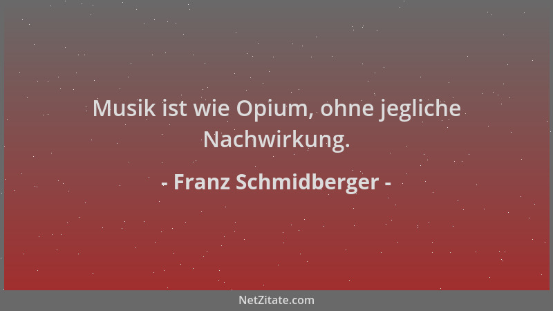 Franz Schmidberger - Musik ist wie Opium, ohne jegliche Nachwirkung....