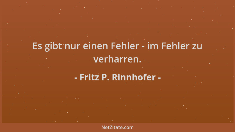 Fritz P. Rinnhofer - Es gibt nur einen Fehler - im Fehler zu verharren....