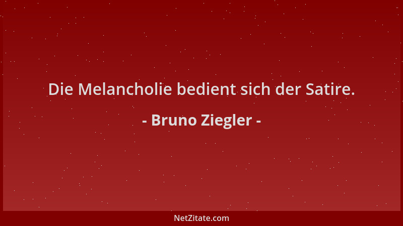 Bruno Ziegler - Die Melancholie bedient sich der Satire....
