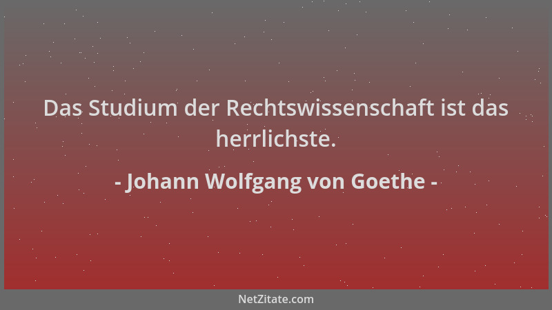 Johann Wolfgang von Goethe - Das Studium der Rechtswissenschaft ist das herrlichste....