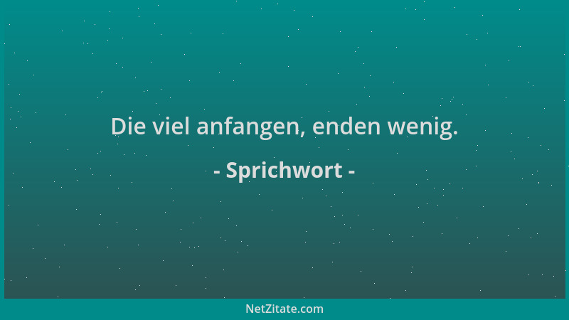 Sprichwort - Die viel anfangen, enden wenig....