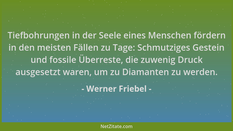 Werner Friebel - Tiefbohrungen in der Seele eines Menschen fördern in den meisten Fällen zu Tage: Schmutziges Gestein und f...