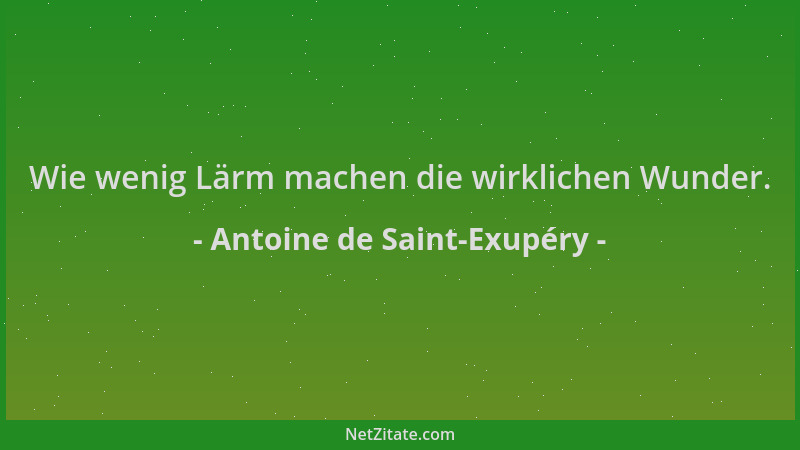 Antoine de Saint-Exupéry - Wie wenig Lärm machen die wirklichen Wunder....