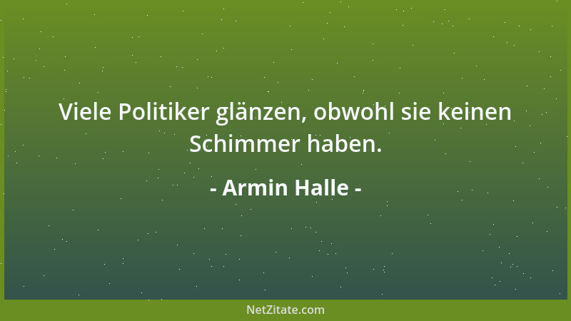 Armin Halle - Viele Politiker glänzen, obwohl sie keinen Schimmer haben....
