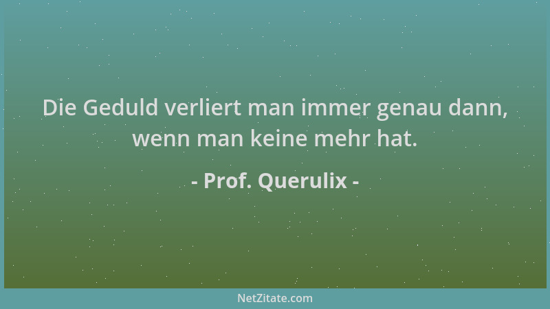 Prof. Querulix - Die Geduld verliert man immer genau dann, wenn man keine mehr hat....