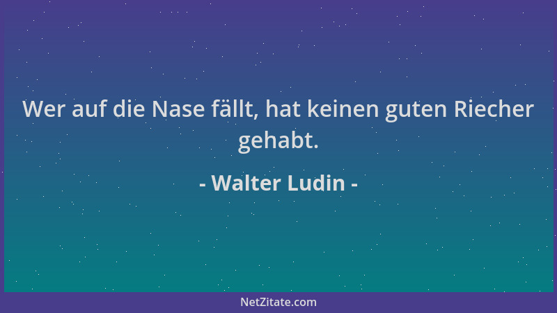 Walter Ludin - Wer auf die Nase fällt, hat keinen guten Riecher gehabt....